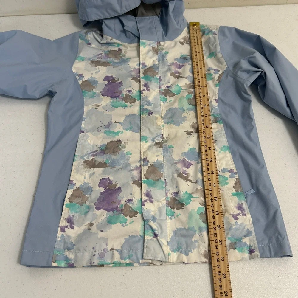The North Face Girls DryVent Rain Jacket Blue Purple Watercolor Print M 10/12